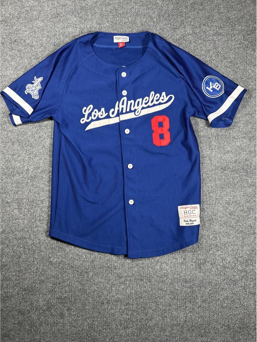 Headgear Classics Los Angeles Kobe Bryant #8 Baseball Jersey XL